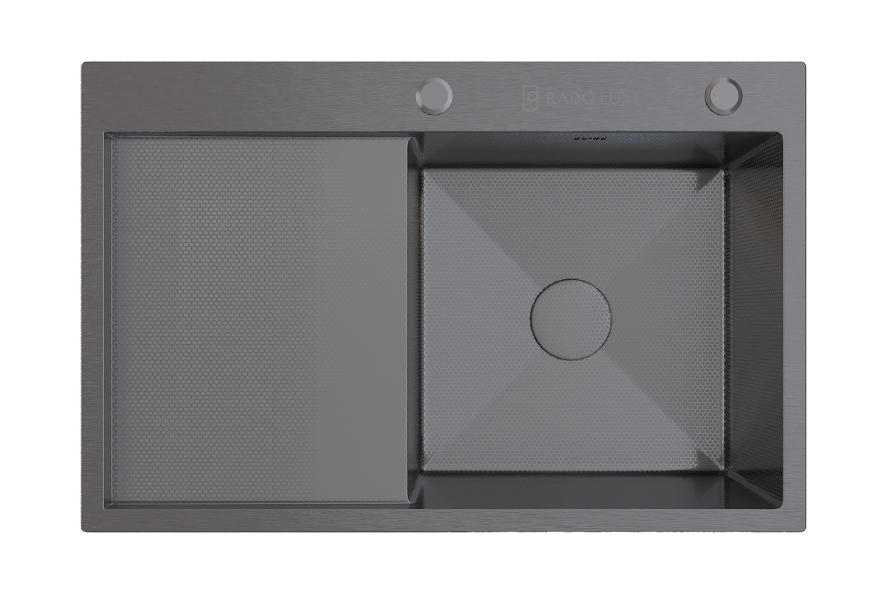 Мойка настол.монтаж   RADO LUXE7750B-R    ГРАФИТ ДЕКОР  77 х 50 правая  (3,0)   22см      (1/1шт)