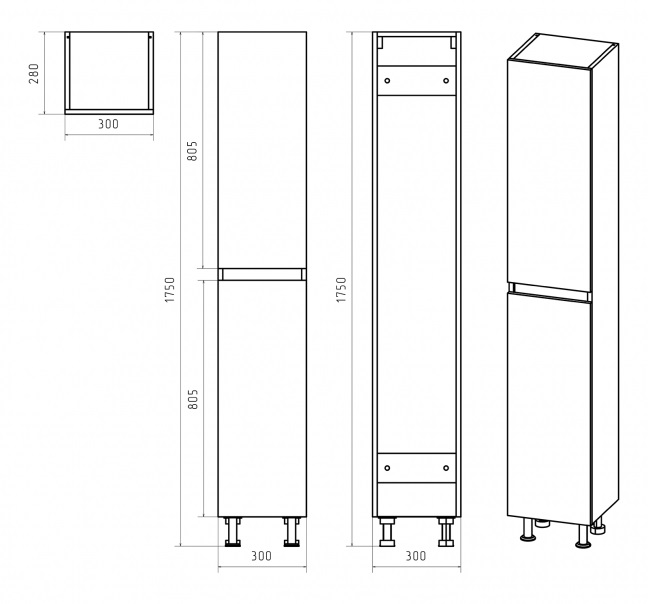 П30 Пенал универсальный  Енисей-30 Плёнка ПВХ белый  Misty