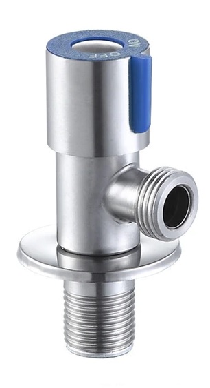 Кран угловой    1/2 - 1/2   буксовый  JF-08X  СИНИЙ из НЕРЖАВ. СТАЛИ. ХРОМ (100/1шт)