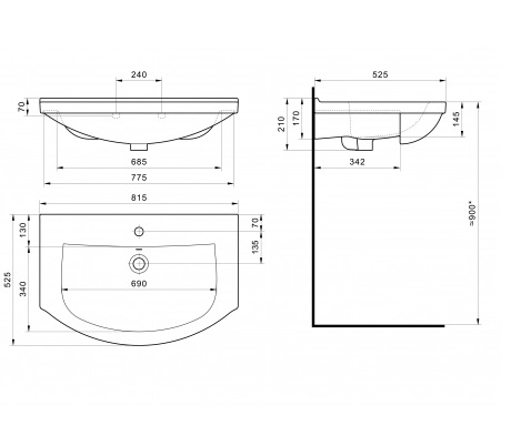 Умывальник мебельный  SANTEK  ЭЛЬБРУС- 80   (1/1шт)
