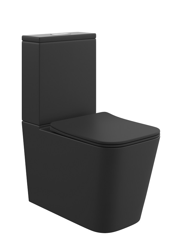 Унитаз напольный  CARBON  ЧЕРНЫЙ МАТ  безоб.гор. 640х370х810мм,д/пласт,б/съем,м/л RADOLUXE (2 места)