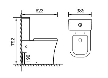 Унитаз напольный  QUADRO безобод.,гориз,2-кн.ниж, 623х385х792мм, дюропласт,б/съем,м/лифт RADOLUXE