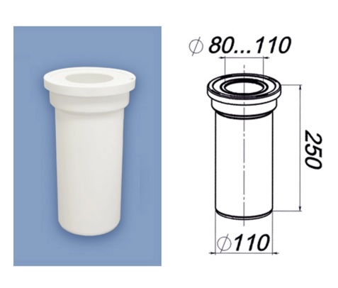 Отвод для унитаза 110 L250 T110.00.00   (18/1)